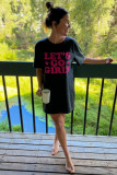 Gray LET'S GO GIRLS Casual T Shirt Dress