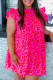 Rose Leopard Print Frilled Sleeveless Plus Size Mini Dress