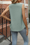 Square Neck Sleeveless Plain Hollow Out Tank Top