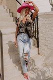Black V Neck Ruffle Babydoll Peplum Top