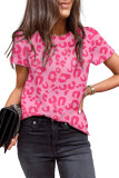 Leopard Print Crew Neck Short Sleeve T Shirt