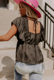 Black V Neck Ruffle Babydoll Peplum Top