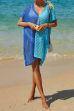 Color Block Hollow Out Beach Cover Up