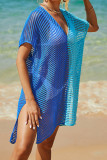 Color Block Hollow Out Beach Cover Up