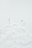 White Lace Splicing Flowy Tank Top