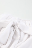 White One Shoulder Sleeveless Ruffle Chiffon Top