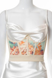 Crown Fishbone Printing Corset