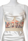 Crown Fishbone Printing Corset
