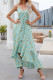 Green Floral Buttoned Irregular Length Ruffle Hem Cami Dress