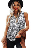 White Leopard V Neck Tank Top