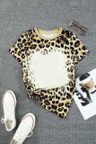 Leopard Bleached O-neck Short Sleeve T Shirt