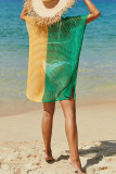 Color Block Hollow Out Beach Cover Up
