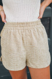 Apricot Tweed Wide Elastic Band High Waist Shorts