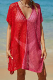 Color Block Hollow Out Beach Cover Up