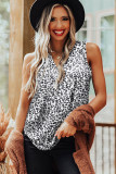 White Leopard V Neck Tank Top