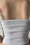 Grey Lace Splicing Sling Crop Top