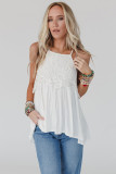 White Lace Splicing Flowy Tank Top