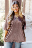 Brown Copper Textured Oversize Foil T-Shirt
