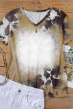 Blank Apparel - Brown Western Cow Spotted Bleached T Shirt