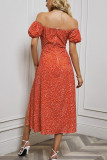 Puff Sleeves Off SHoulder Split Maxi Dress