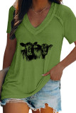 Cow V Neck Graphic Tee
