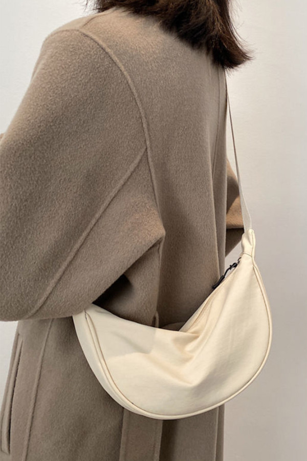 Plain Nylon Moon Crossbody Bag