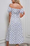 Puff Sleeves Off SHoulder Split Maxi Dress