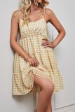 Plaid Tiered Spaghetti Mini Dress