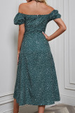 Puff Sleeves Off SHoulder Split Maxi Dress