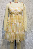 Plaid Tiered Spaghetti Mini Dress