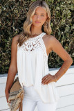 White Lace Crochet Sleeveless Babydoll Top
