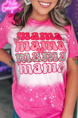 Rose Full of Mama Letter Print Tie Dye Tee