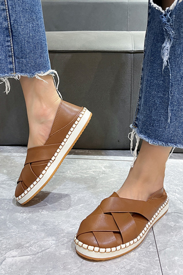 Strappy PU Slip On Shoes