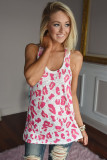 White Leopard Knitted U Neck Racerback Tank Top