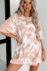 Pink Tie-dye Round Neck Short Sleeve Top
