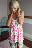 White Leopard Knitted U Neck Racerback Tank Top