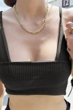 Plain Square Neck Knit Cami Crop Top