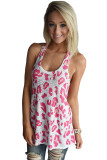 White Leopard Knitted U Neck Racerback Tank Top