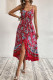 Boho Floral Spaghetti Split Ruffle Dress