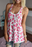 White Leopard Knitted U Neck Racerback Tank Top