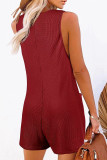 Sleeveless Button Waffle Romper with Pockets