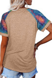 Camo Print Sleeves Splicing Top