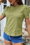 Plain Smocked Short Sleeves Top
