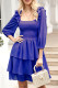 Square Neck Puff Sleeves Tiered Ruffle Dress