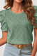 Eyelet Lantern Sleeves Smocked Blouse