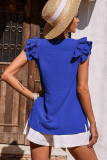 Double Layer RUffle Sleeves Plain Tank Top