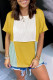 Yellow Colorblock Stitching Short Sleeve Rib Knit Top