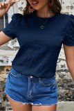 Plain Smocked Short Sleeves Top