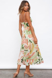 Multicolor Spaghetti Straps Graffti Print Long Dress