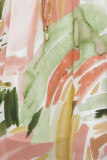 Multicolor Spaghetti Straps Graffti Print Long Dress